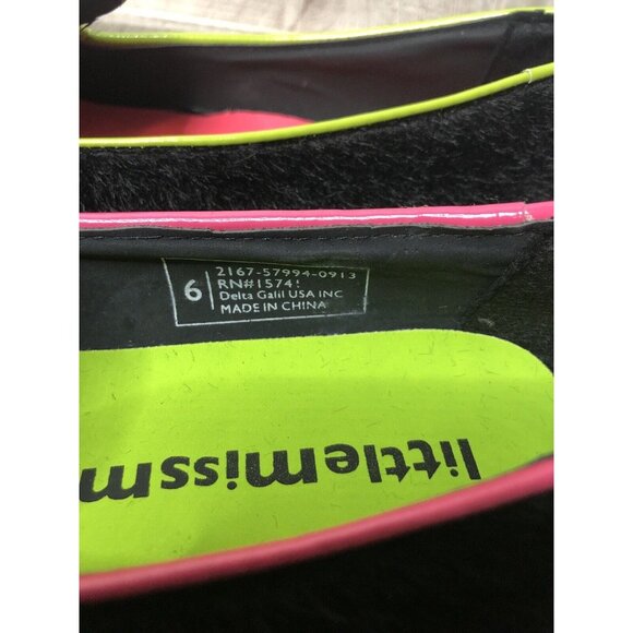 Little Miss Matched Womens Shoes Size 6 Flats Black Fuzzy Fabric - Picture 7 of 8